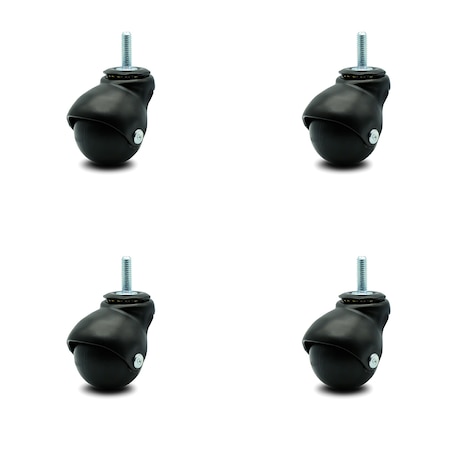 Service Caster 2 Inch Flat Black Hooded 5/16 Inch Threaded Stem Ball Caster SCC, 4PK SCC-TS01S20-POS-FB-516-4
